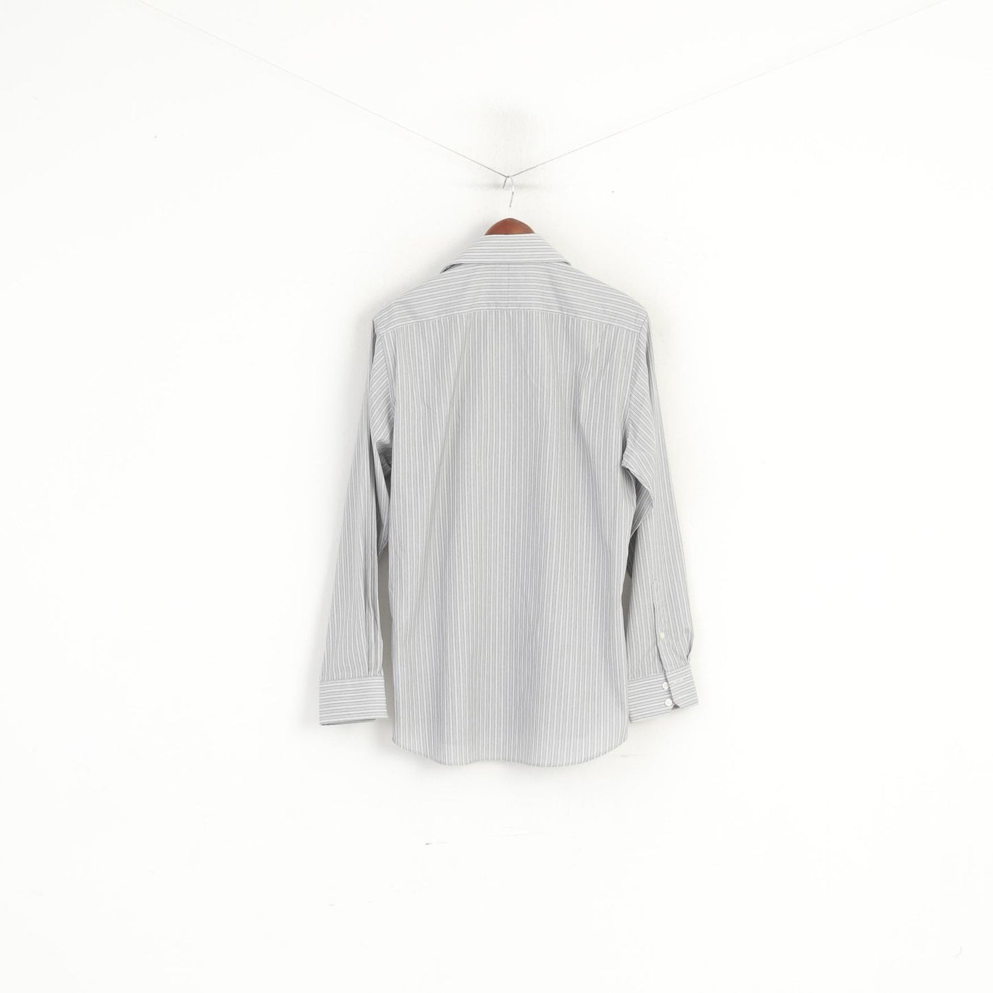 Bernard Weatherill Men 16.5 42 L Casual Shirt Grey Cotton Designed in Savile Row Top