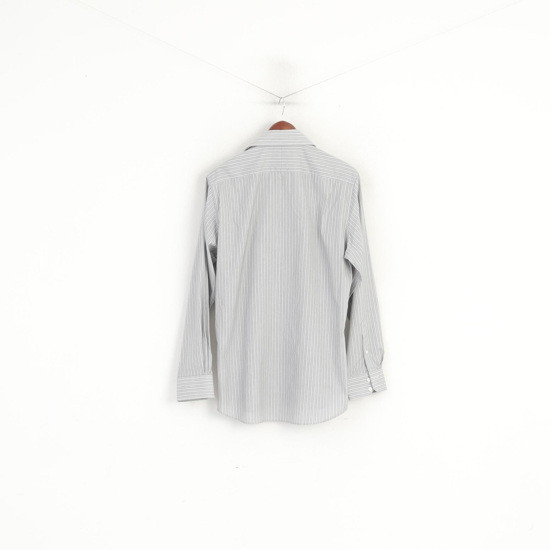 Bernard Weatherill Men 16.5 42 L Casual Shirt Grey Cotton Designed in Savile Row Top