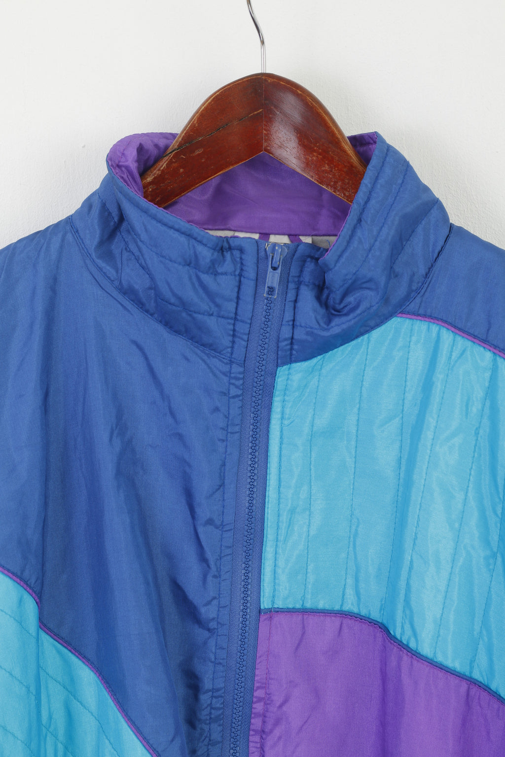 Panda Design Men L Jacket Turqouise Shiny Vintage Trilobal Nylon Bomber Top