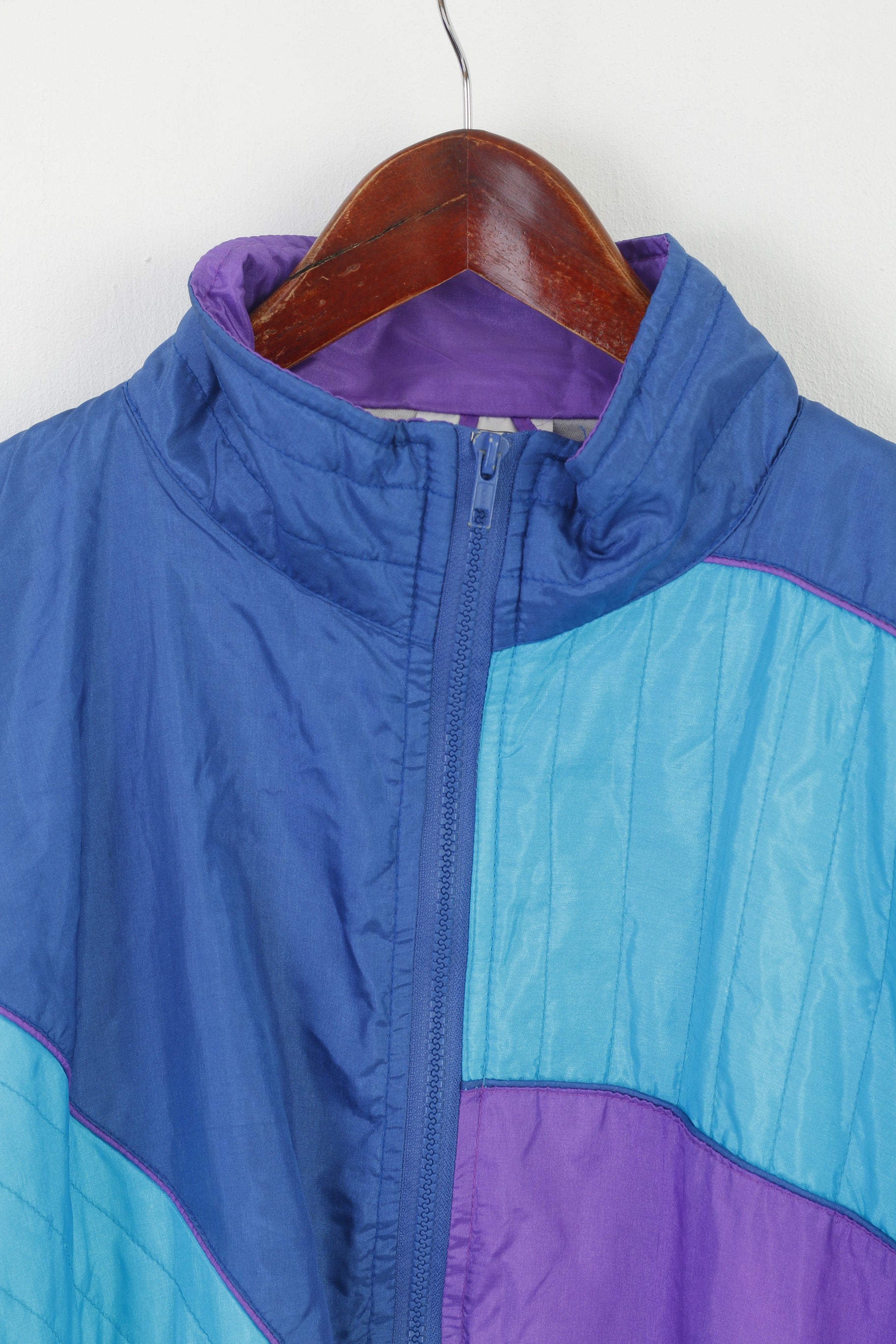 Panda Design Men L Jacket Turqouise Shiny Vintage Trilobal Nylon Bomber Top