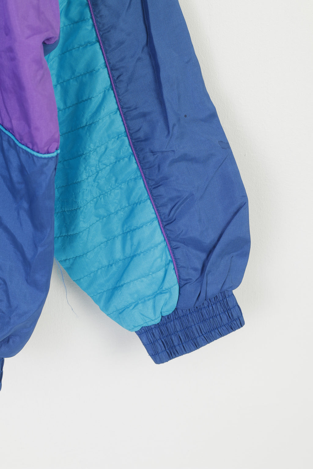 Panda Design Men L Jacket Turqouise Shiny Vintage Trilobal Nylon Bomber Top