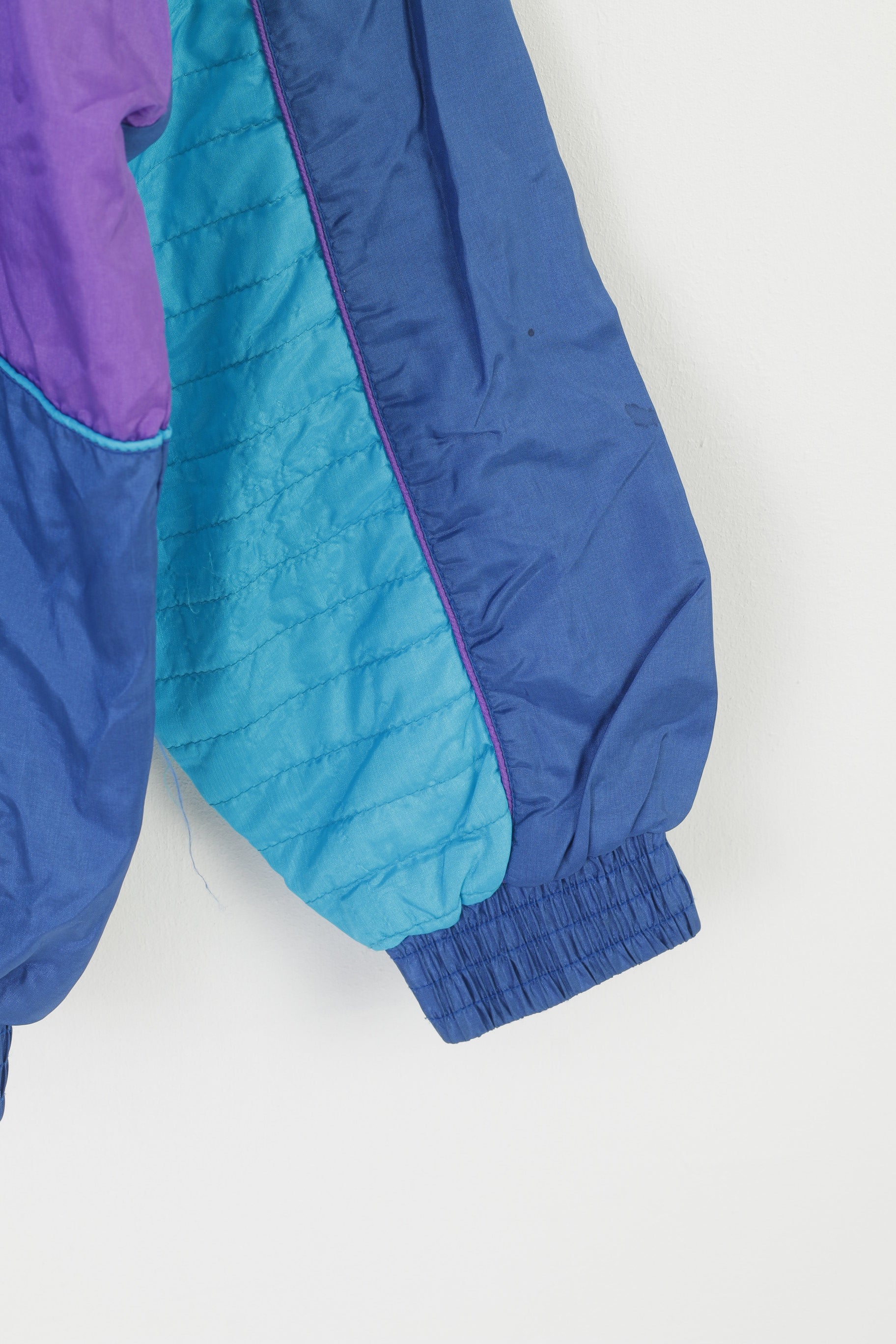 Panda Design Men L Jacket Turqouise Shiny Vintage Trilobal Nylon Bomber Top