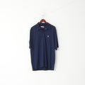Sergio Tacchini Men XXL Polo Shirt Navy Italy Nylon Stretch Plain Classic Top