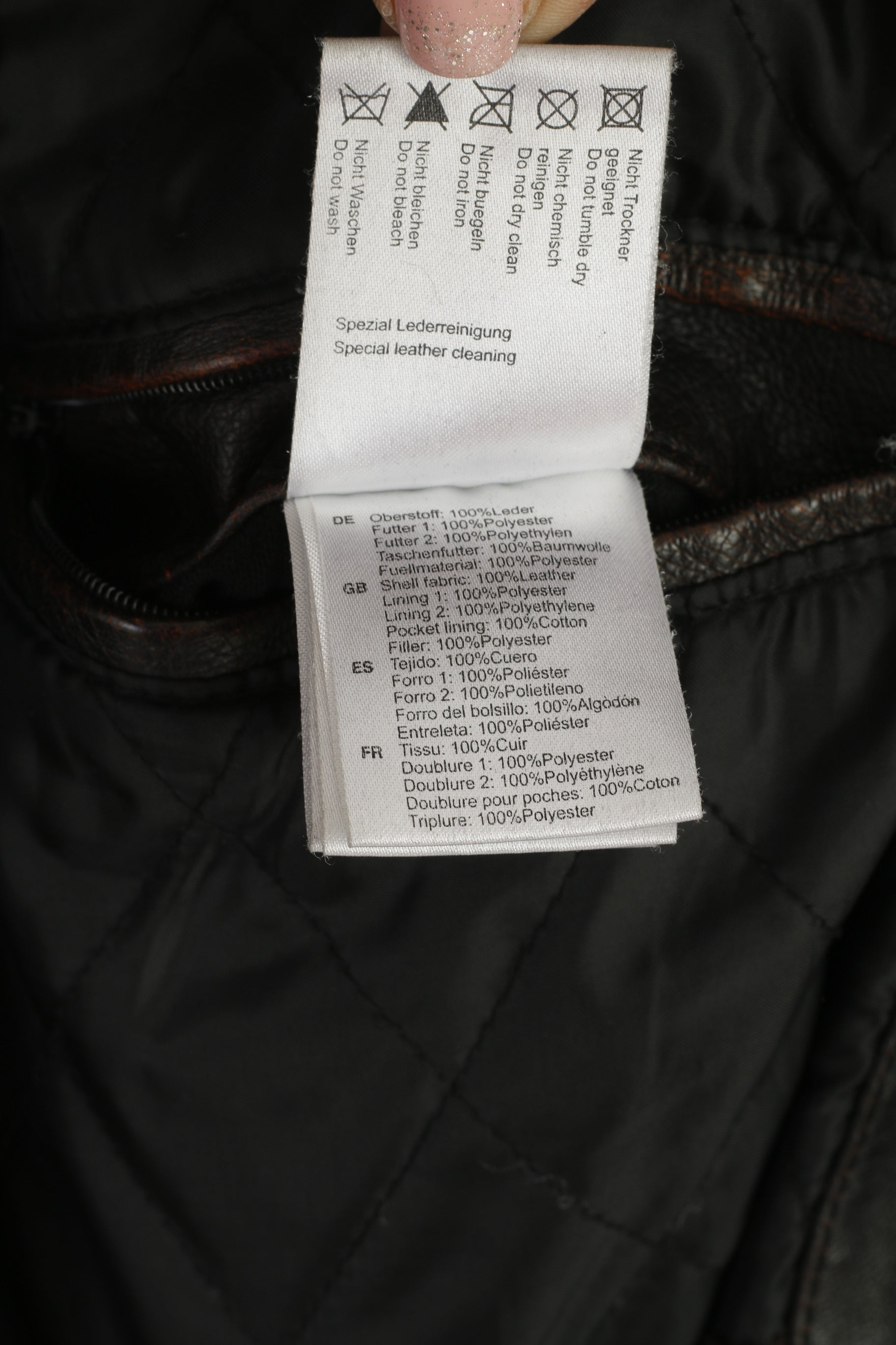 S. Oliver Men XXL Leather Jacket Dark Brown Multi Pockets Full Zipper Classic Top