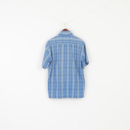 Camicia casual da uomo Joy L. Top a maniche corte con tasca vintage classica in cotone blu