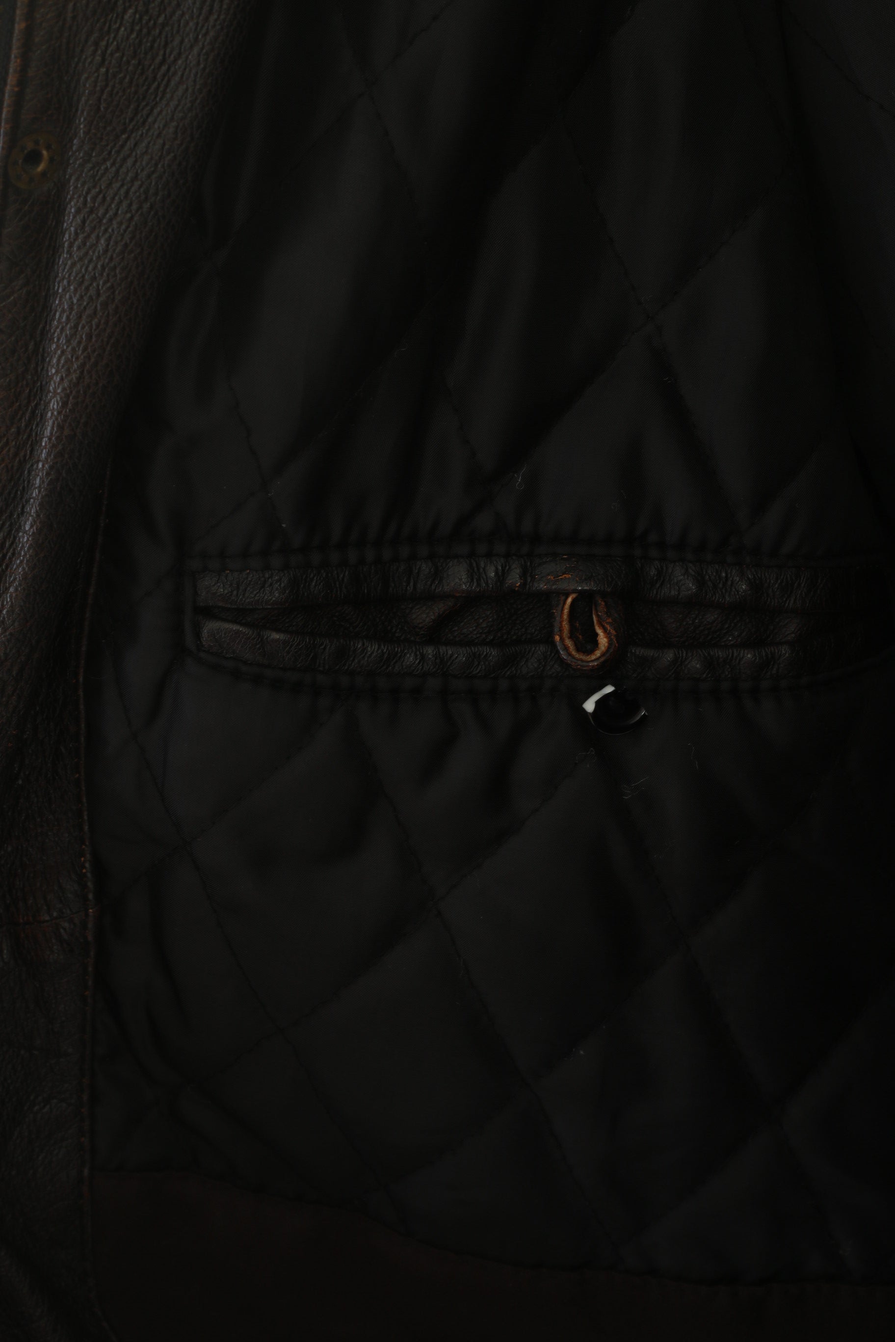 S. Oliver Men XXL Leather Jacket Dark Brown Multi Pockets Full Zipper Classic Top