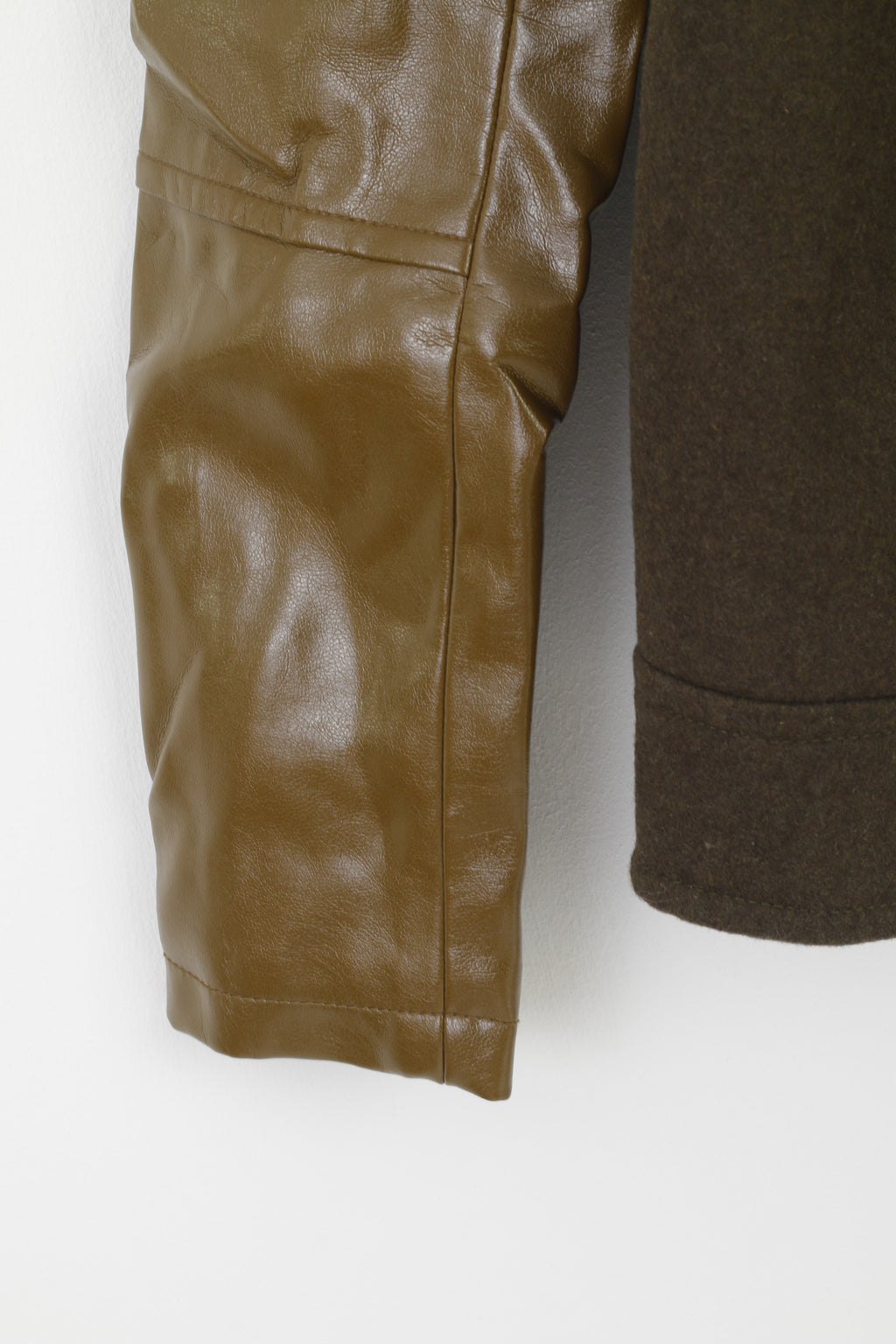 Vintage Women S Jacket Green Double Breasted Imitation Leathe Retro Unisex Top