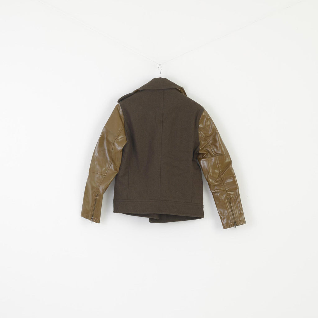 Vintage Women S Jacket Green Double Breasted Imitation Leathe Retro Unisex Top