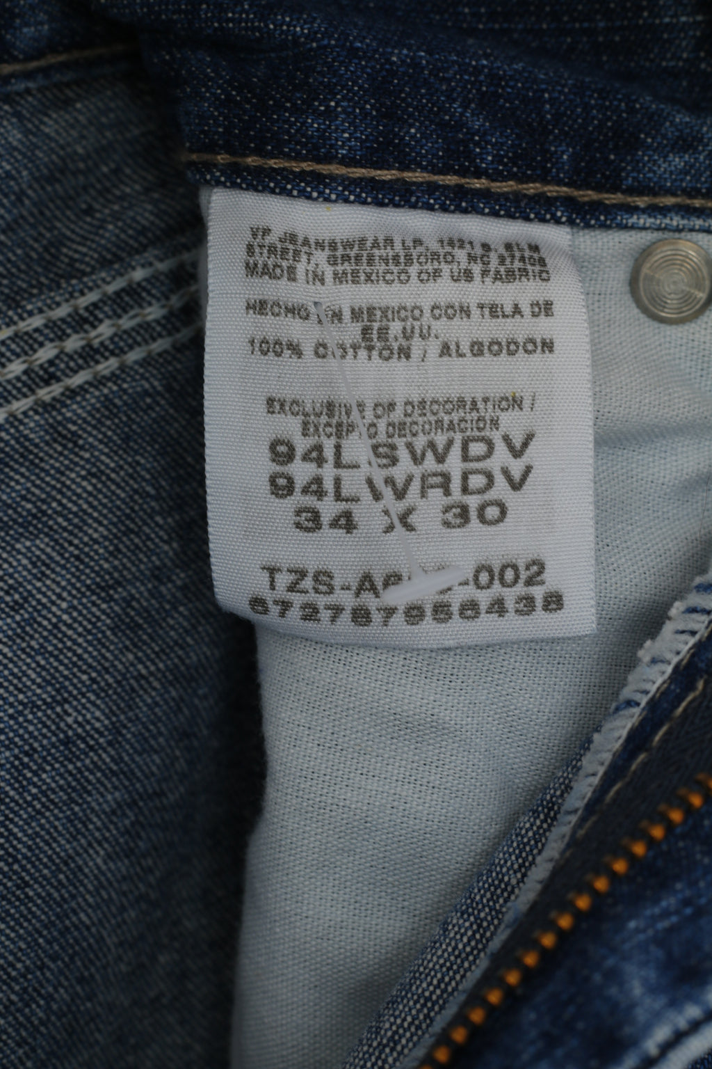 Pantaloni Wrangler da uomo 34 Jeans Pantaloni retrò vintage in cotone denim blu scuro