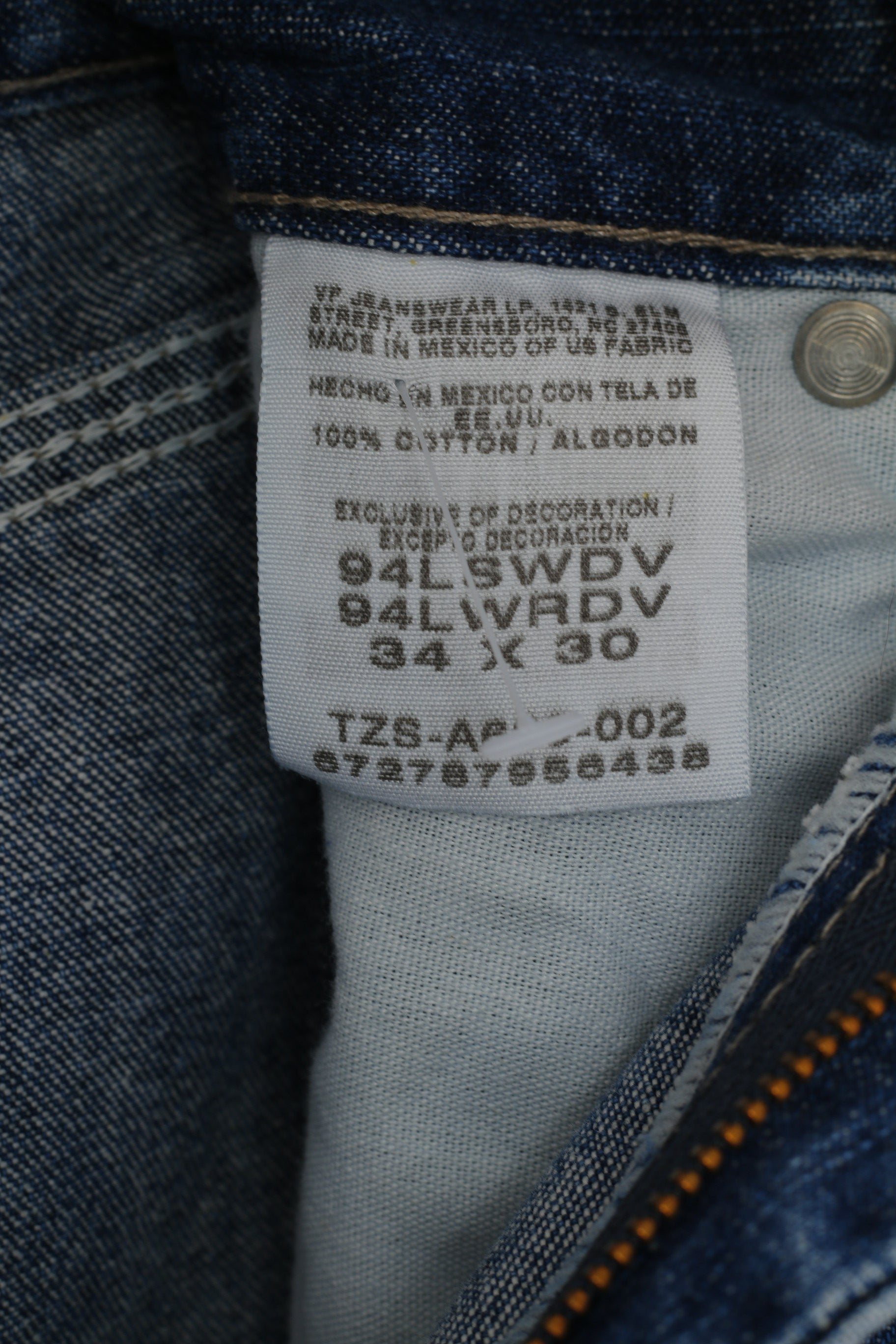 Pantaloni Wrangler da uomo 34 Jeans Pantaloni retrò vintage in cotone denim blu scuro