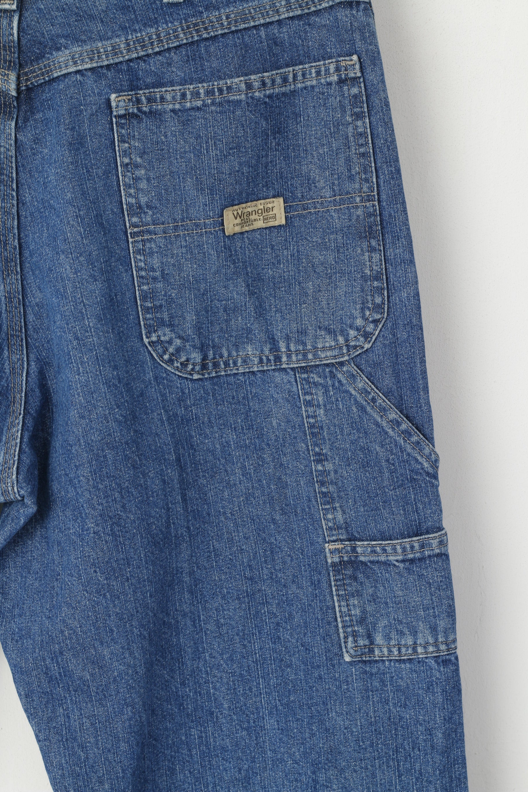 Pantaloni Wrangler da uomo 34 Jeans Pantaloni retrò vintage in cotone denim blu scuro