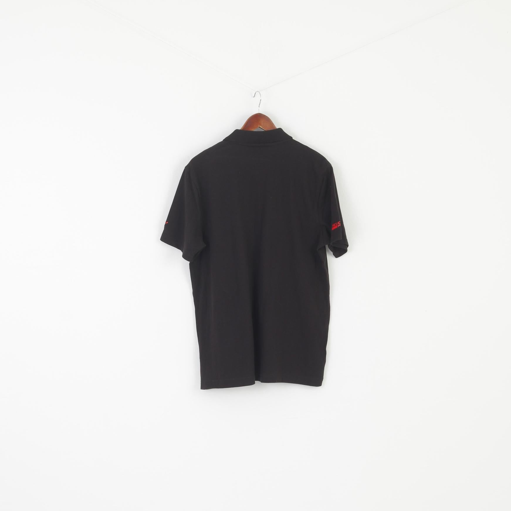 New Puma Men L Polo Shirt Black Cotton Ferrari Licensed Scuderia Sport Top