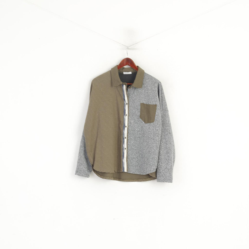 Made in Italy Women M Casual Shirt Green Gray Oversize Viscose Indi Top