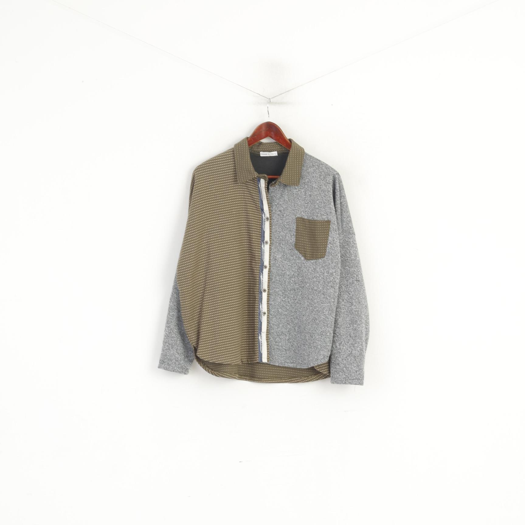 Camicia casual da donna M Made in Italy Top verde grigio oversize in viscosa Indi