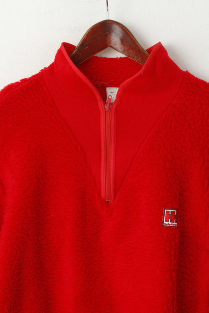 Helly Hansen Femmes L Sweatshirt Rouge vintage années 90 Pull Nylon Polaire Unisexe Top