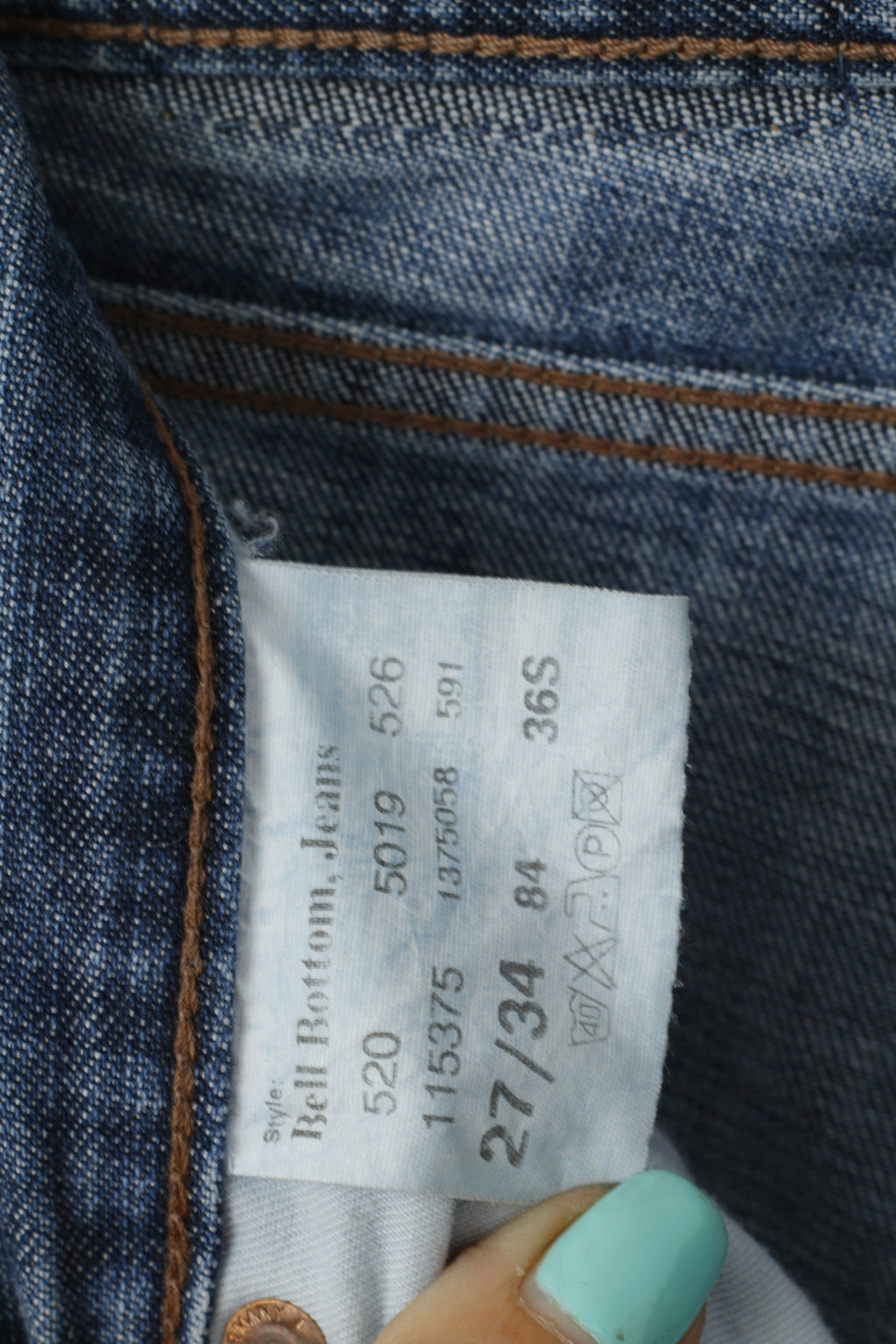 Pantaloni Jeans Mustang Donna W 27 L 34 Pantaloni a campana in denim di cotone blu