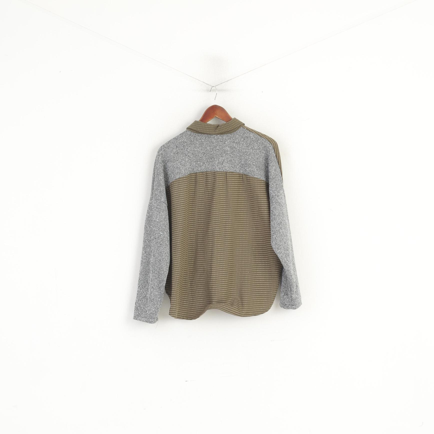 Made in Italy Women M Casual Shirt Green Gray Oversize Viscose Indi Top