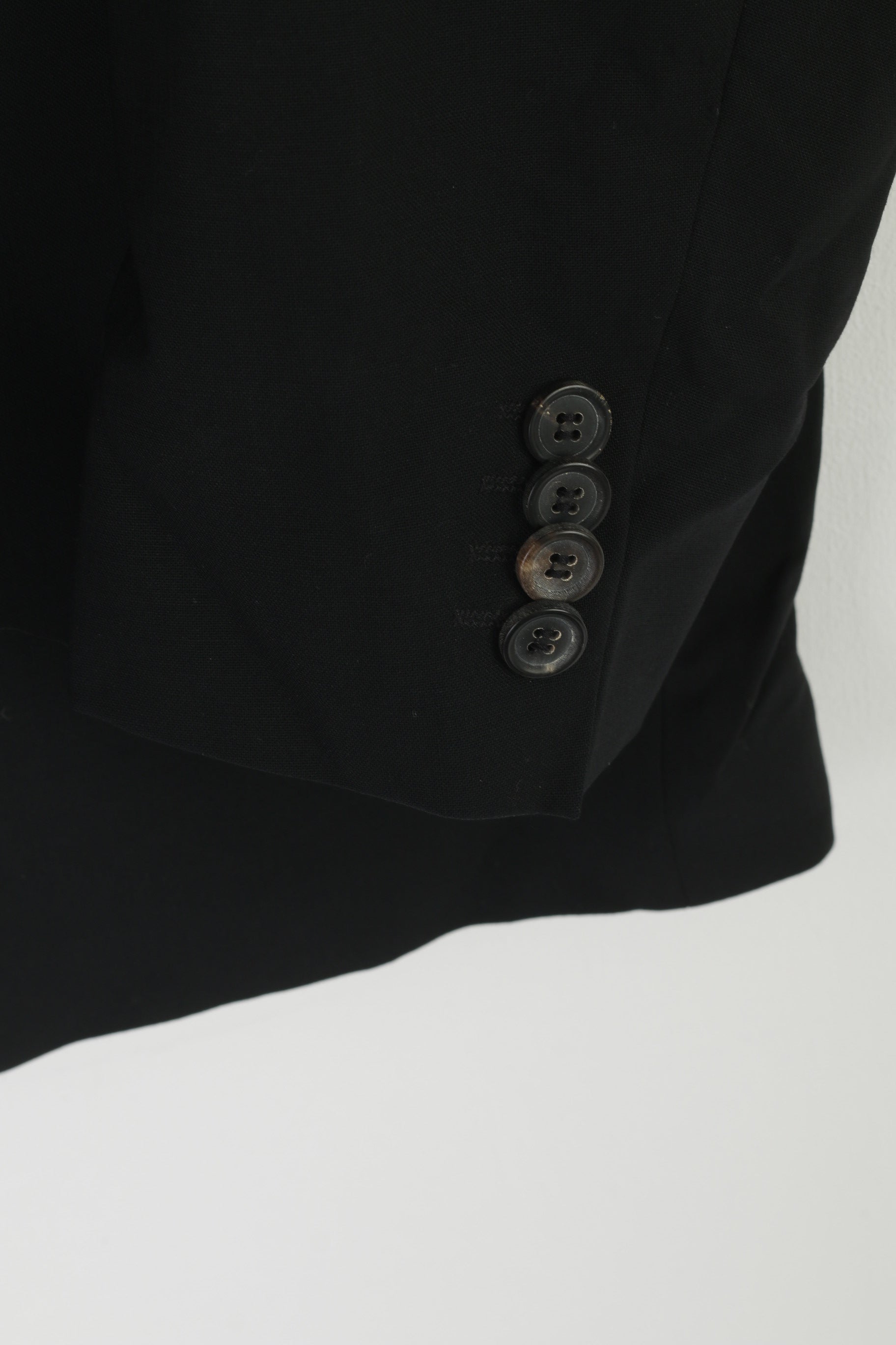 Hugo Boss Men 52 42 Blazer Black Wool Albo Hago Vintage Single Breasted Jacket