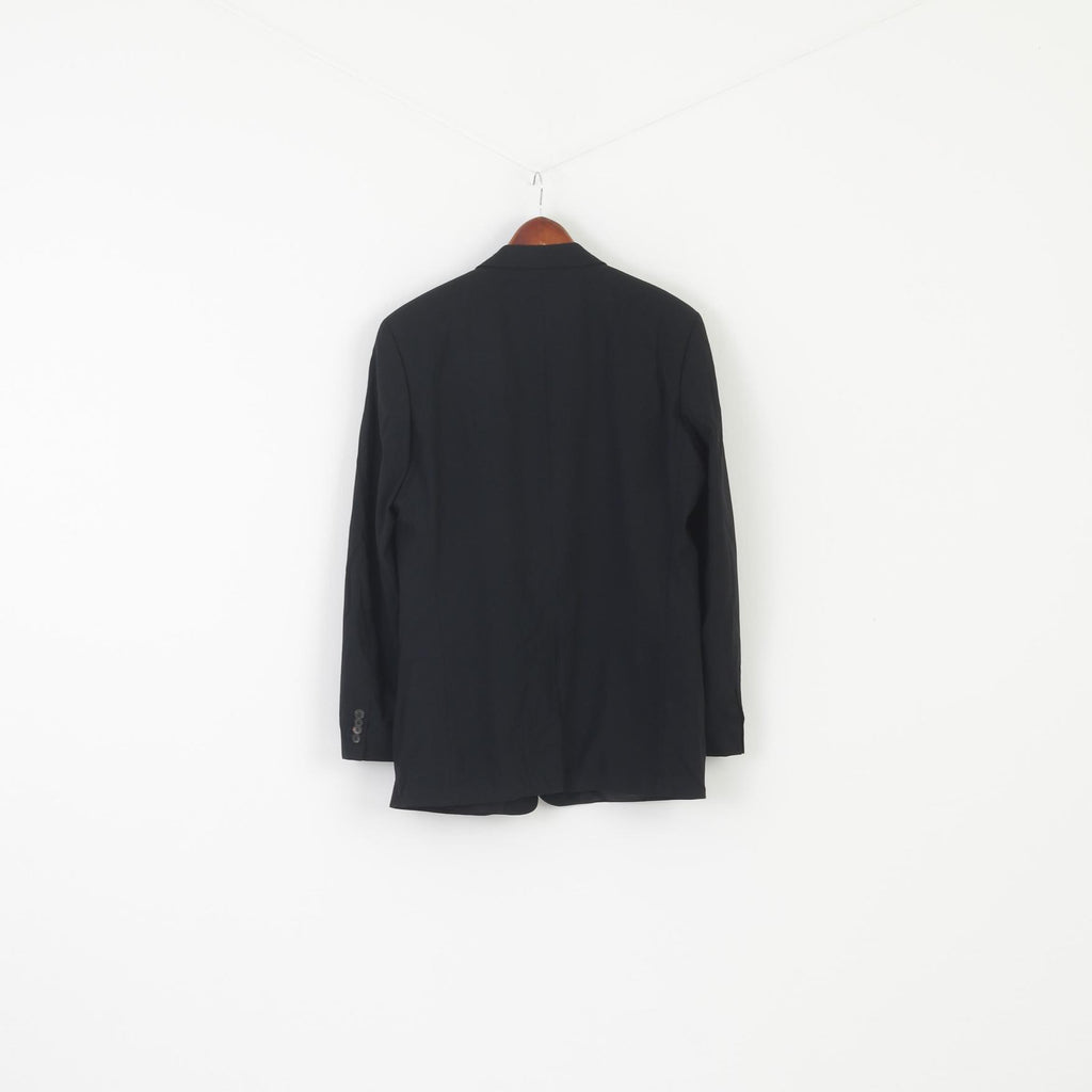 Hugo Boss Men 52 42 Blazer Black Wool Albo Hago Vintage Single Breasted Jacket