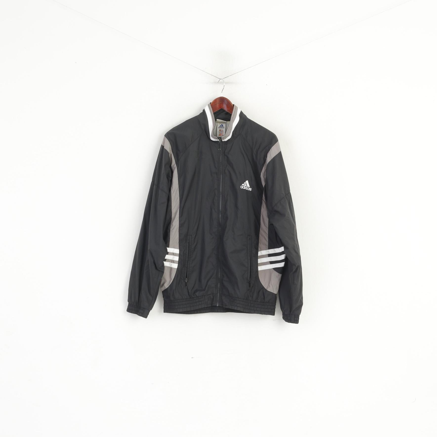 Giacca Adidas Uomo L 186 Bomber in nylon vintage nero '00 con cerniera intera