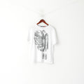 Duck and Cover Men XL (L) T- Shirt White Cotton Graphic Crew Neck Pug Jeatpag Top