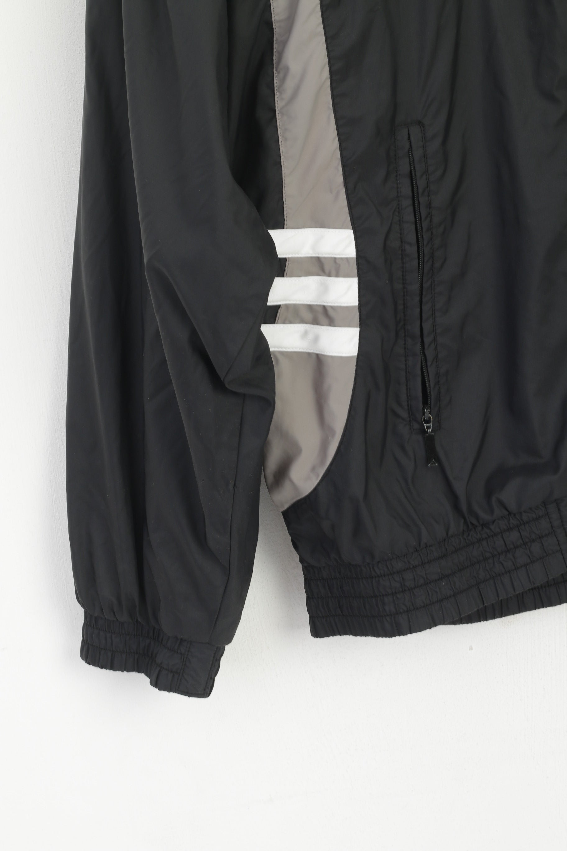 Giacca Adidas Uomo L 186 Bomber in nylon vintage nero '00 con cerniera intera