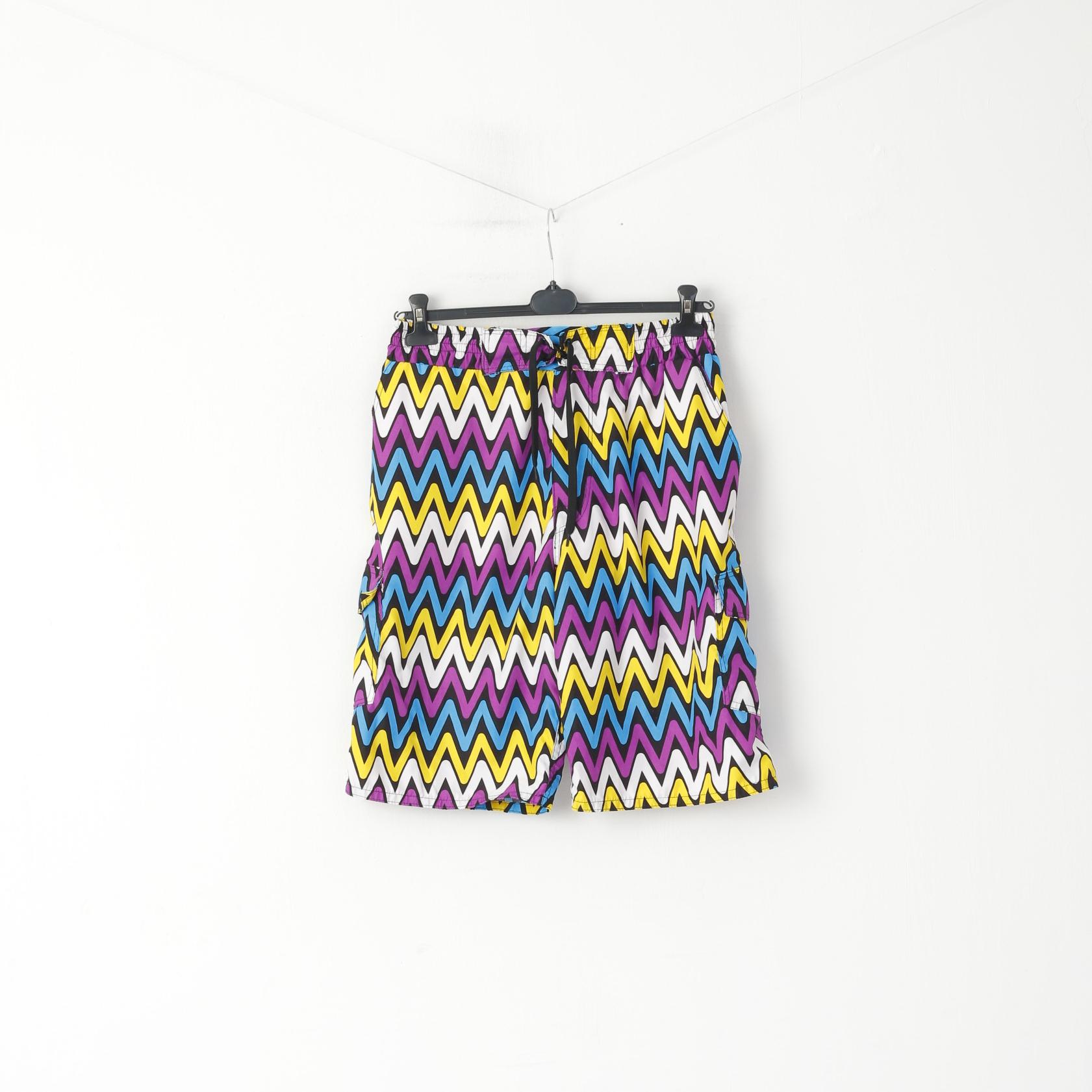 Short rétro homme L multicolore Zigzag Bermuda doublé maille été