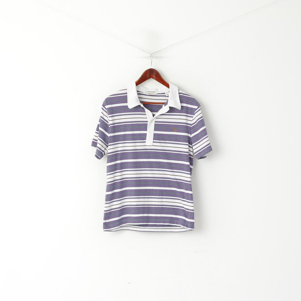 Penguin Uomo M Polo Camicia Viola Cotone a Righe Viola Heritage Slim Fit Top