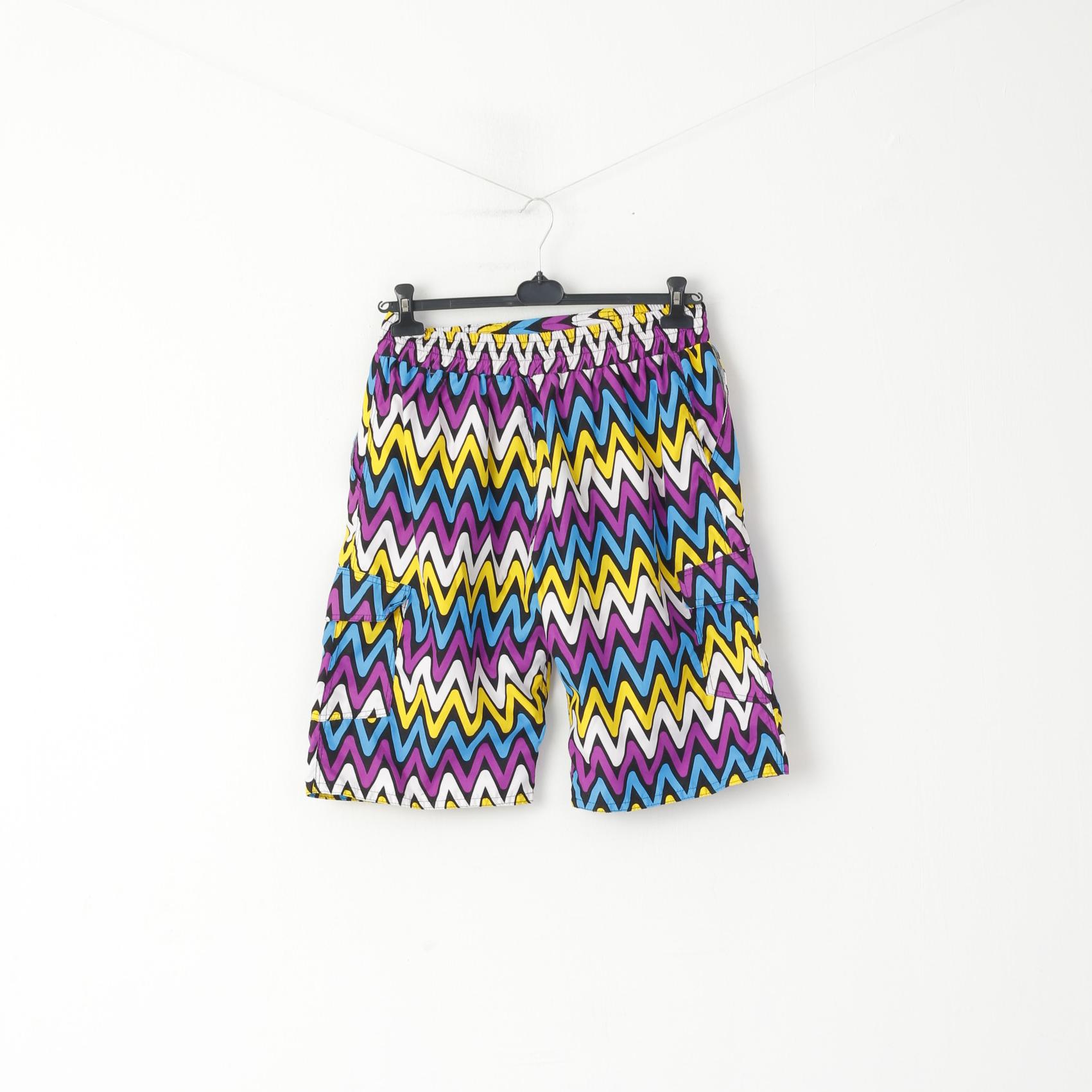 Short rétro homme L multicolore Zigzag Bermuda doublé maille été