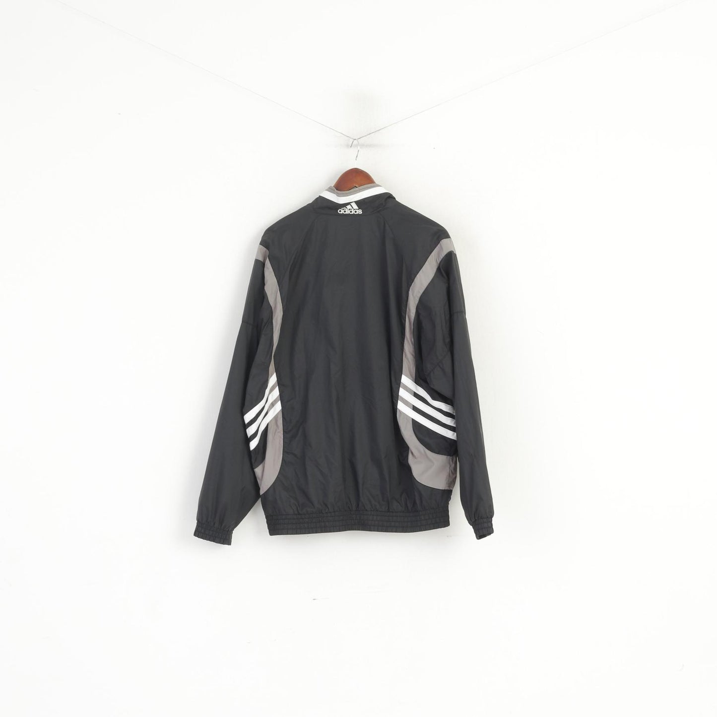 Adidas Men L 186 Jacket Black Vintage Nylon Bomber '00 Full Zipper Track Top
