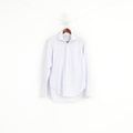 T.M. Lewin Men 15.5 33 L Casual Shirt Blue STriped Cotton Cuff Long Sleeve Luxury Top