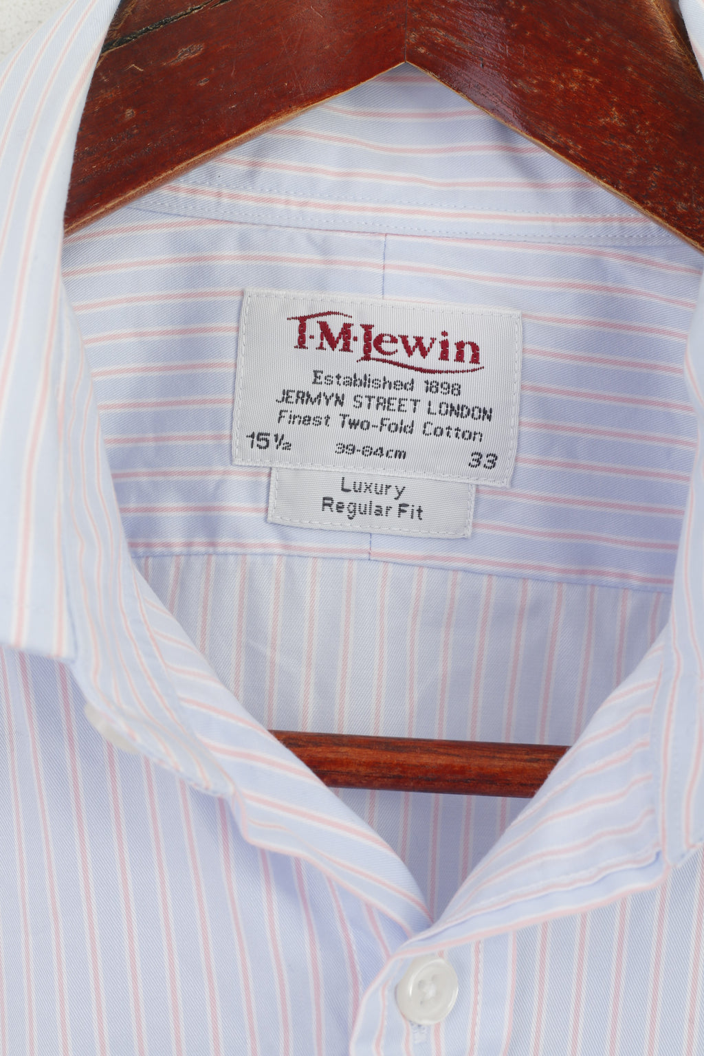 TM Lewin Hommes 15.5 33 L Chemise décontractée Bleu Rayé Coton Manchette Manches Longues Haut De Luxe