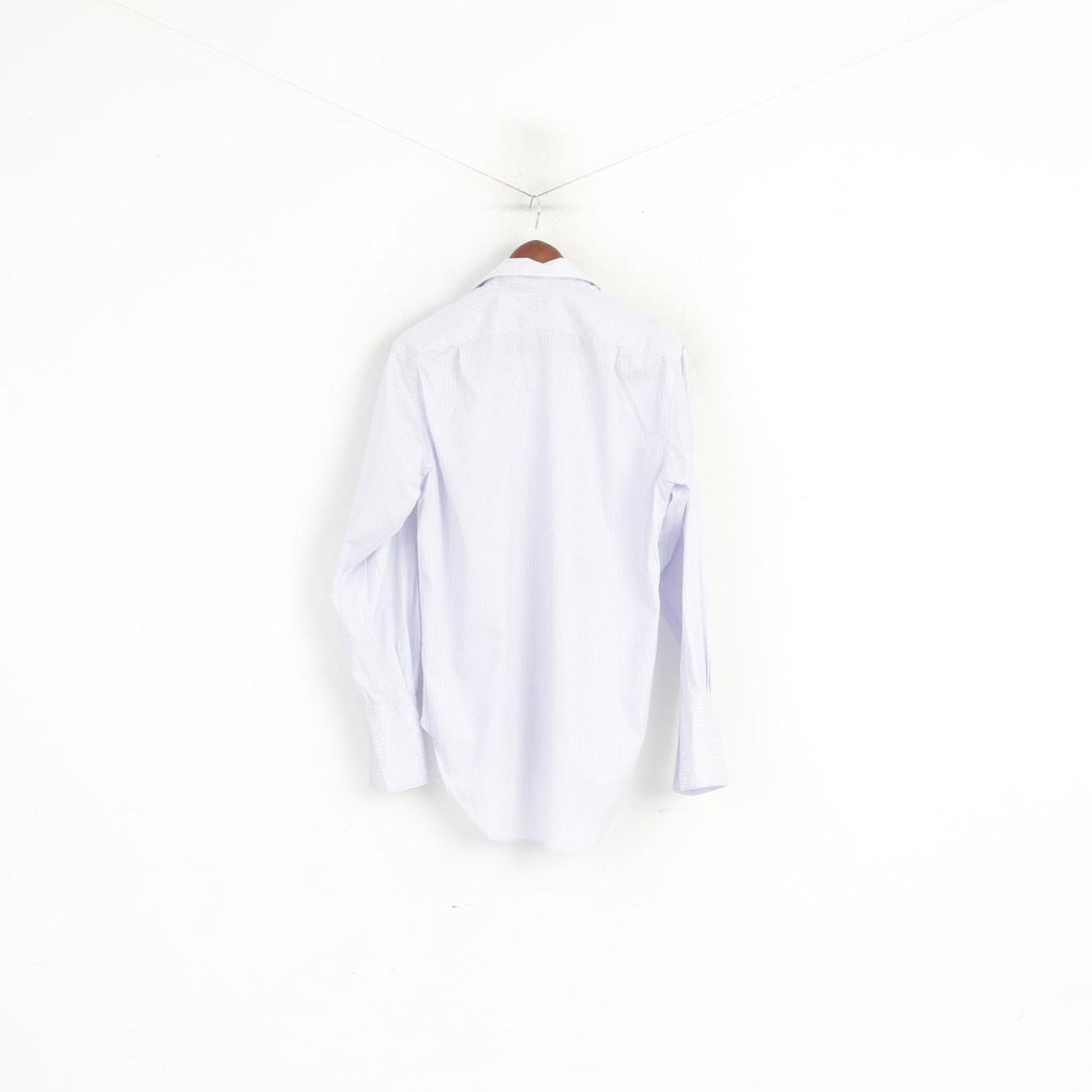 TM Lewin Hommes 15.5 33 L Chemise décontractée Bleu Rayé Coton Manchette Manches Longues Haut De Luxe