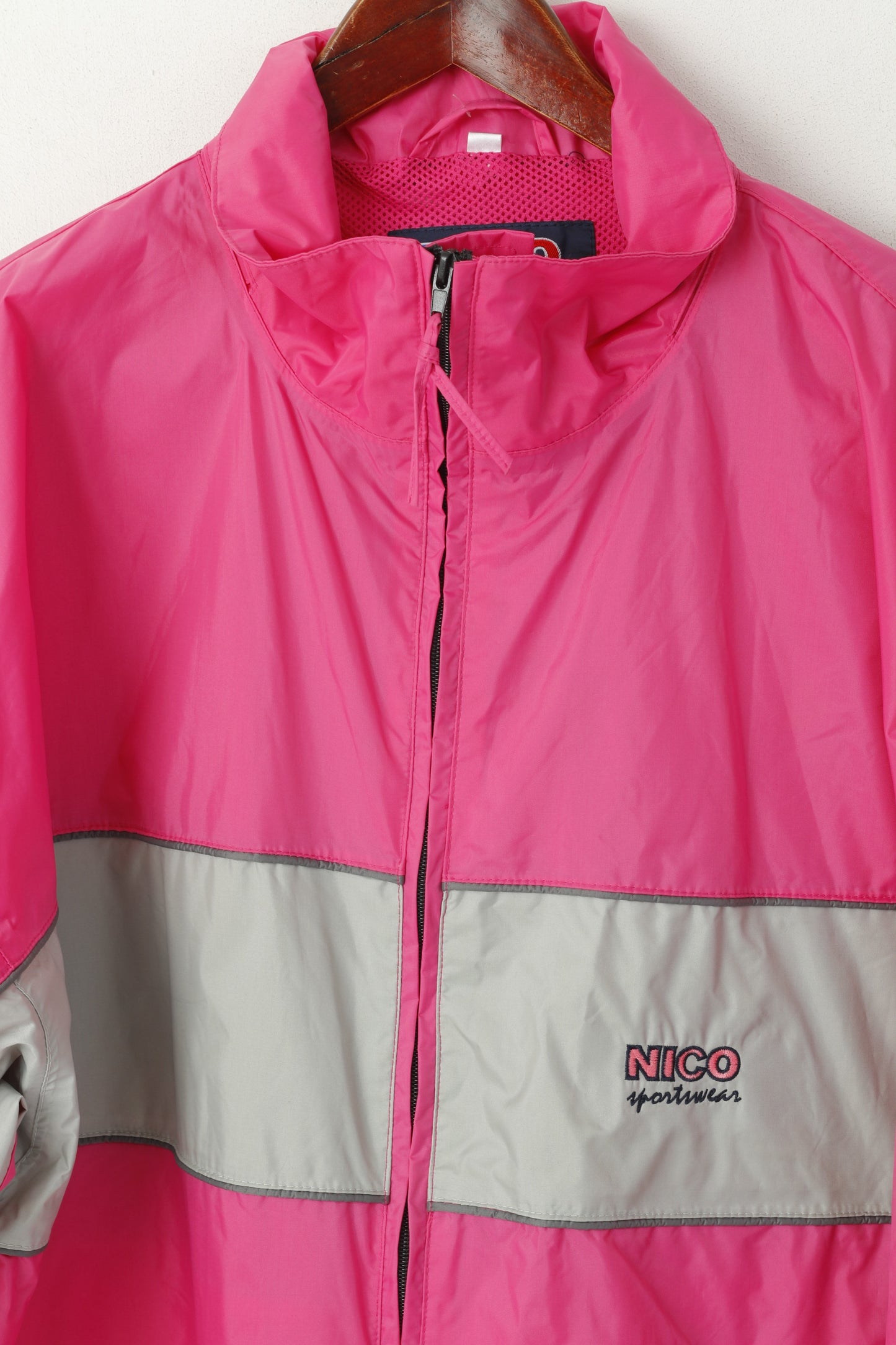 NICO Sportswear Giacca XL da uomo in nylon rosa impermeabile estrema 3000 mm con cerniera superiore