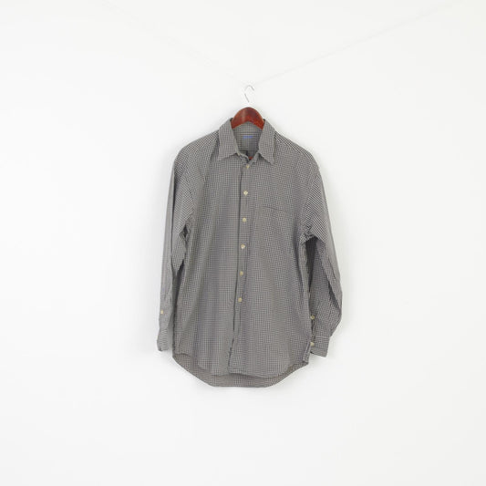 Joop! Men 39 15.5 L Casual Shirt Gray Check Cotton Vintage Long Sleeve Top