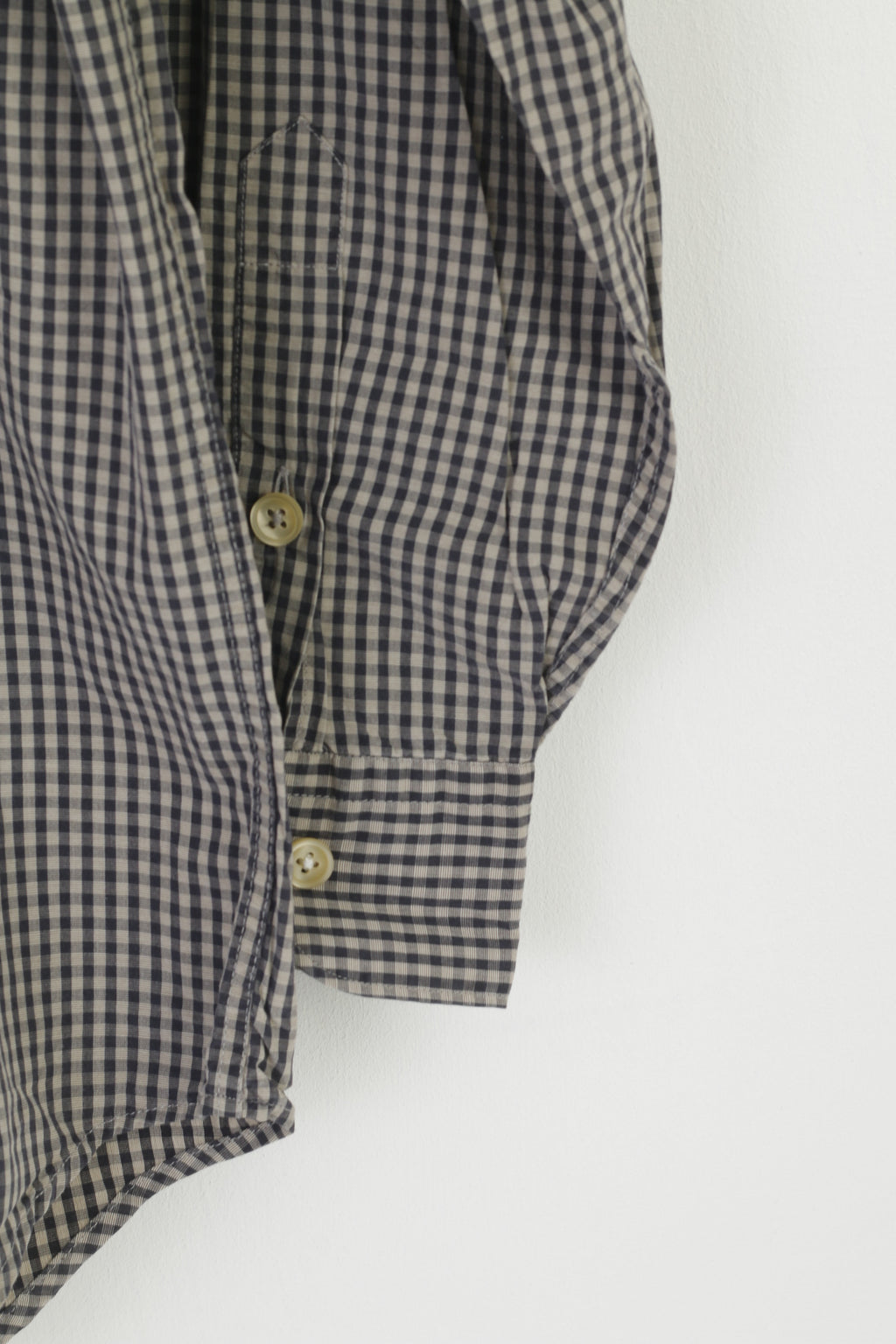 Joop! Men 39 15.5 L Casual Shirt Gray Check Cotton Vintage Long Sleeve Top