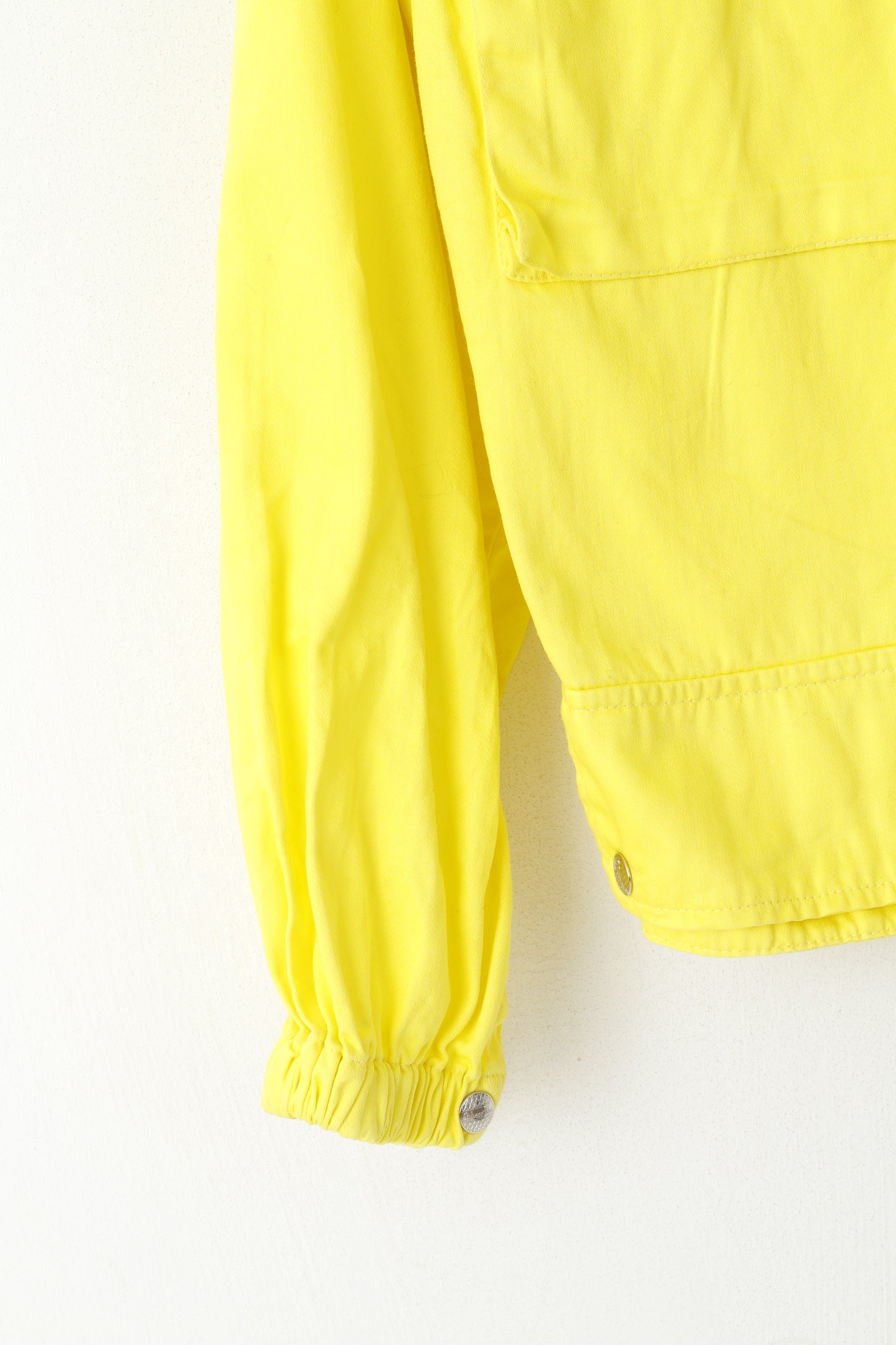 Benetton Sportswear Femme 44 M Veste Jaune Coton Snap Italie Haut De Sport