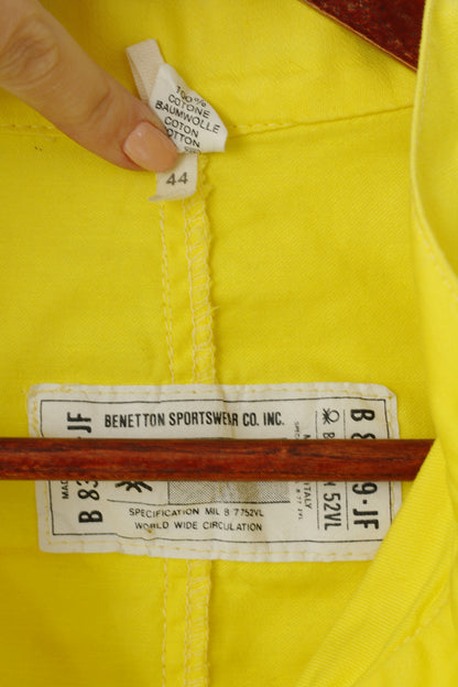 Benetton Sportswear Women 44 M Jacket Yellow Cotton Snap Italy Sport Top