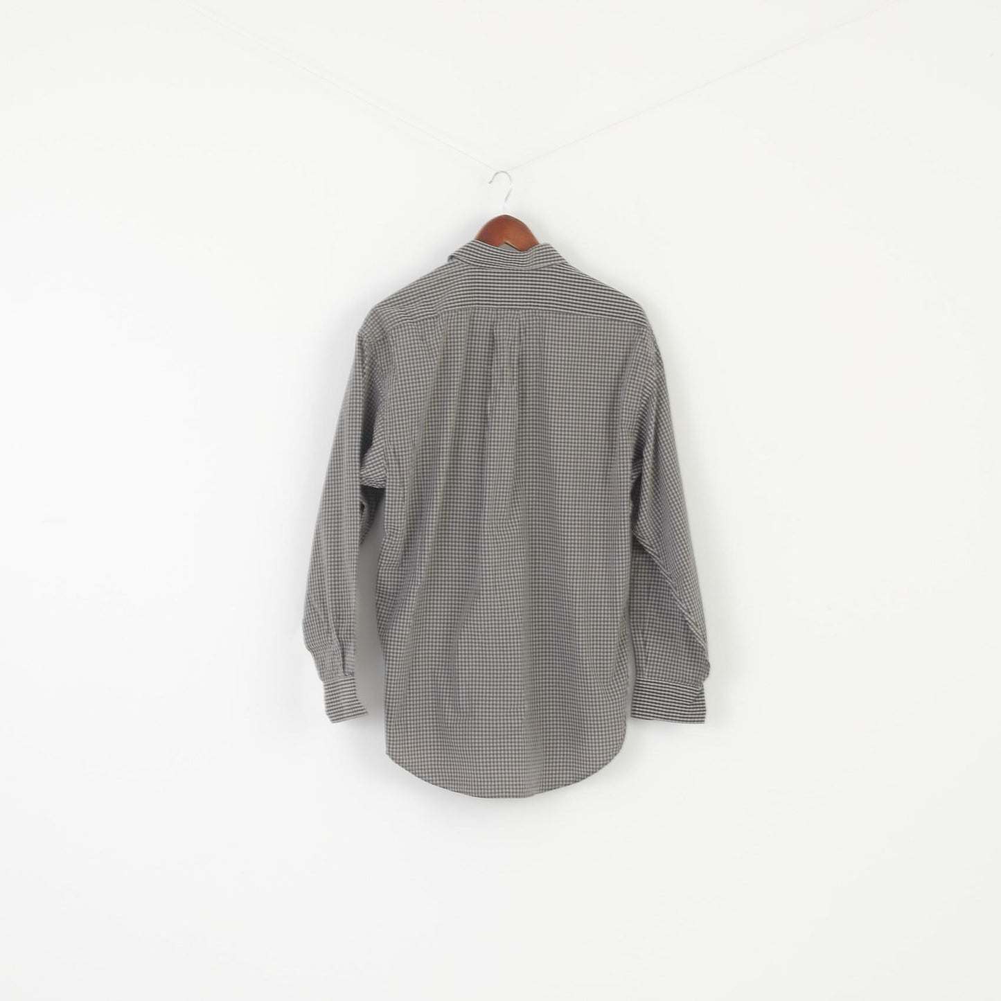 Joop! Men 39 15.5 L Casual Shirt Gray Check Cotton Vintage Long Sleeve Top