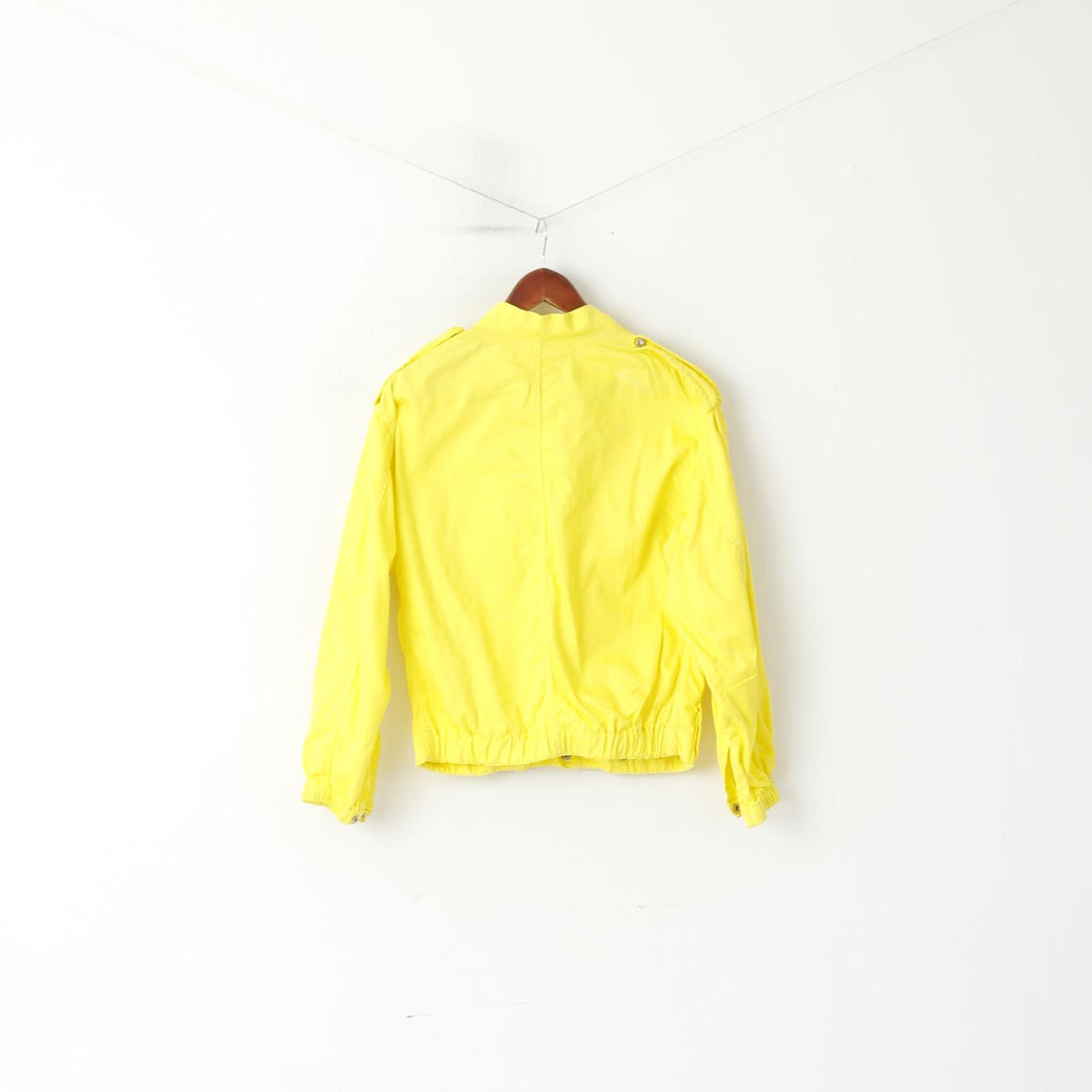 Benetton Sportswear Femme 44 M Veste Jaune Coton Snap Italie Haut De Sport