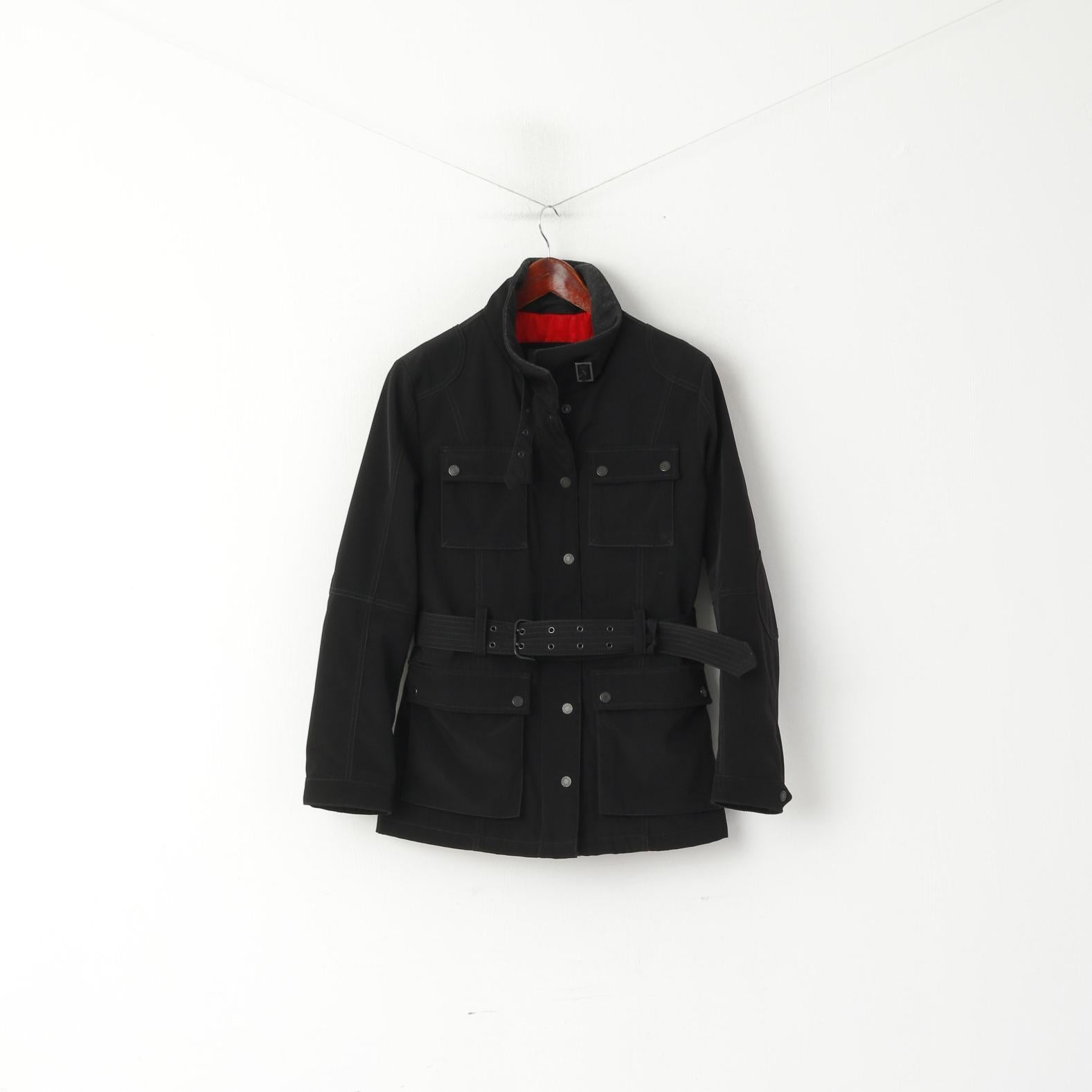 Frieda &amp; Freddies NY Giacca da donna 38 Top classico con cintura nera lucida con cerniera intera