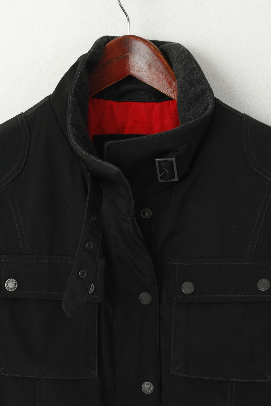 Frieda &amp; Freddies NY Giacca da donna 38 Top classico con cintura nera lucida con cerniera intera