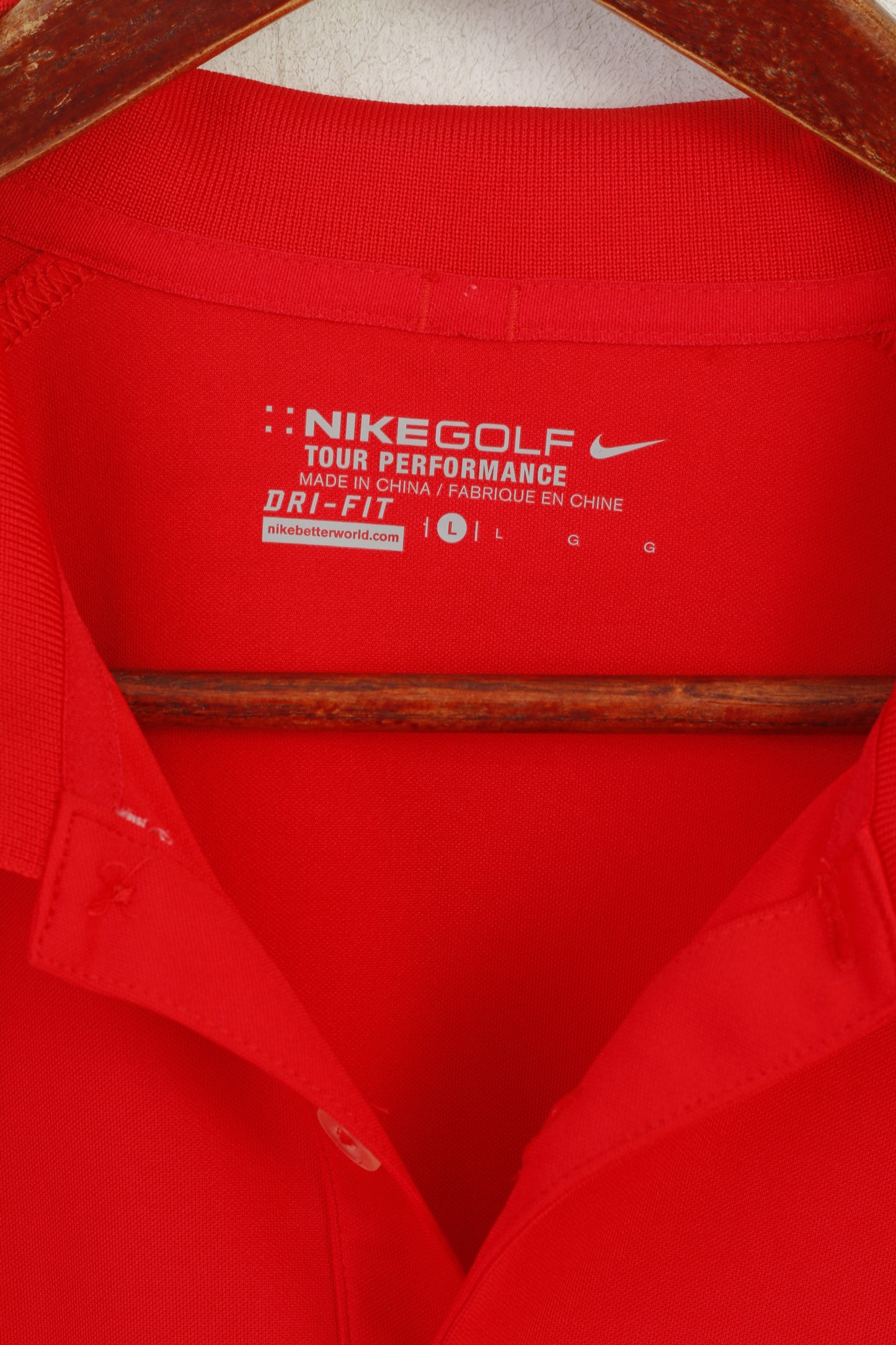 Nike Golf Men L Polo Shirt Red Dri-Fit Team USA 2015 Performance Jersey Top