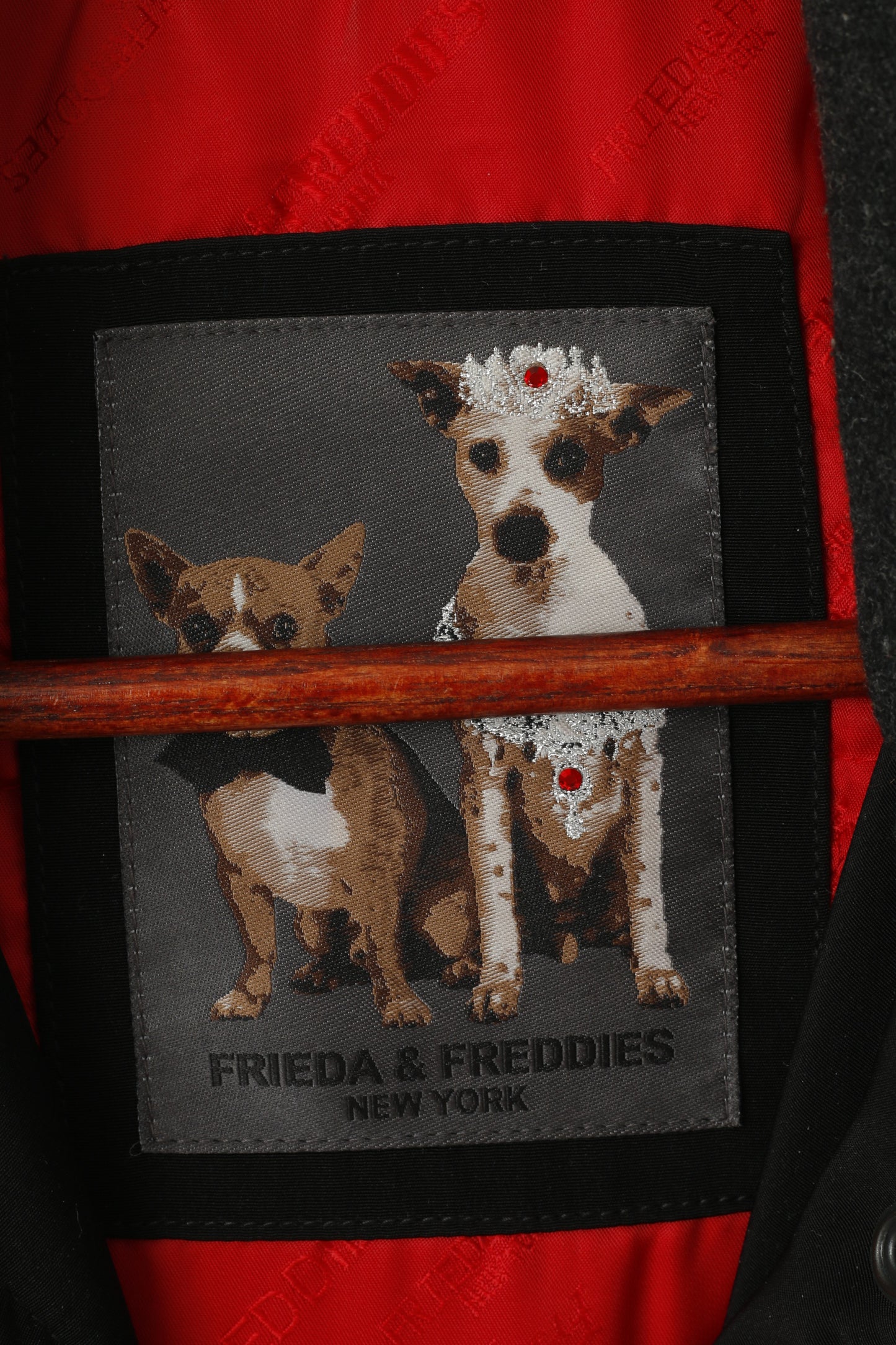 Frieda &amp; Freddies NY Giacca da donna 38 Top classico con cintura nera lucida con cerniera intera