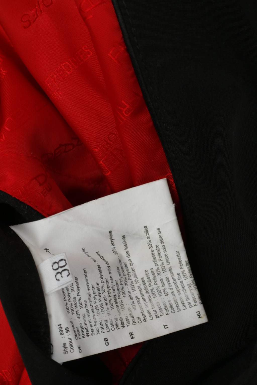 Frieda &amp; Freddies NY Giacca da donna 38 Top classico con cintura nera lucida con cerniera intera