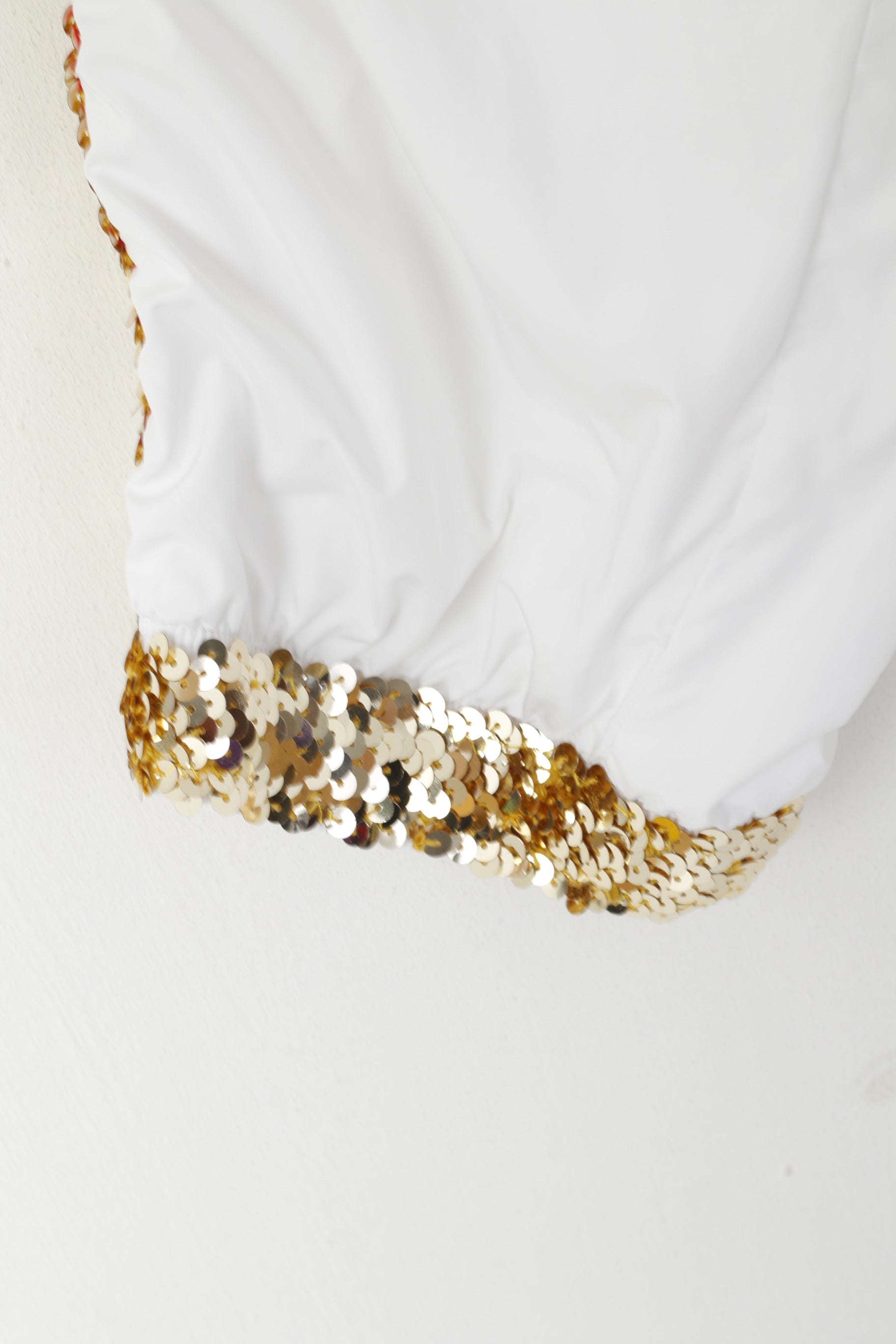 Nike Women XS Cropped Trousers White  Gold Sequins Hand Made Sport Pants