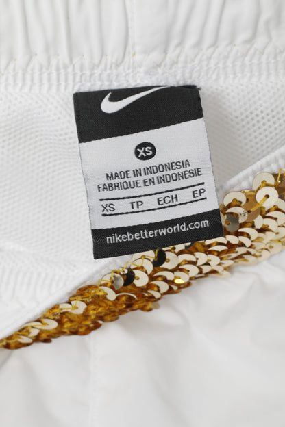 Pantaloni cropped Nike da donna XS Pantaloni sportivi fatti a mano con paillettes oro bianco