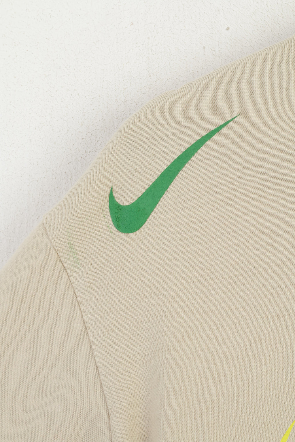 T-shirt Nike S 173 da uomo in cotone beige Kiss My Ace, top sportivo girocollo vintage