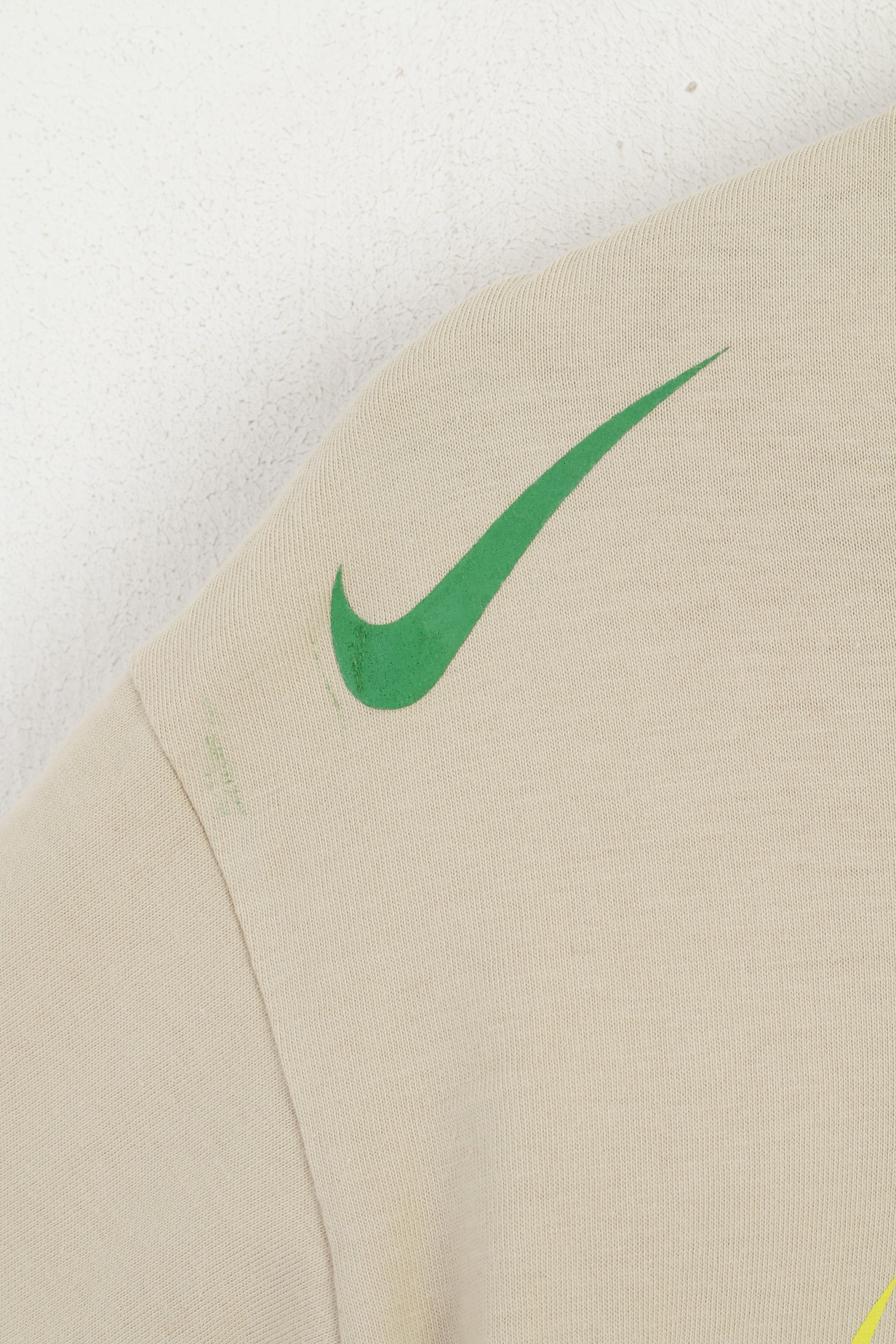 T-shirt Nike S 173 da uomo in cotone beige Kiss My Ace, top sportivo girocollo vintage