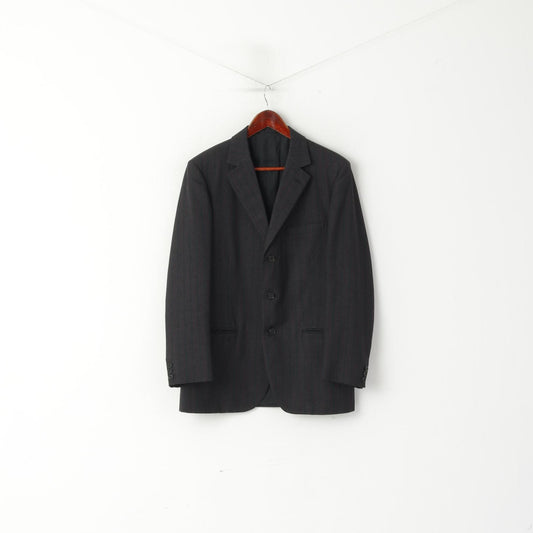 Aquascutum London Uomo 40 Blazer Giacca monopetto Alfred Sayers in lana a righe grigie